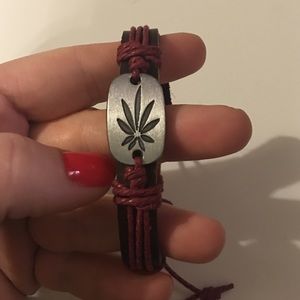 Leather and hemp weed bracelet..small-XL