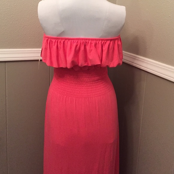 Adorable Pink Ruffle Strapless Dress - Picture 3 of 3