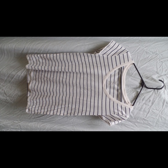 Navy blue and white striped shirt