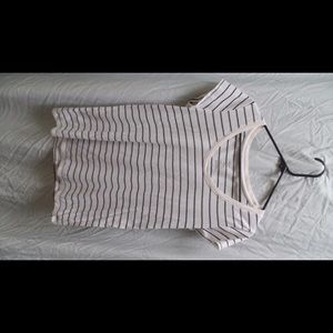 Navy blue and white striped shirt