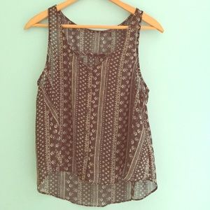 Black tribal print tank top