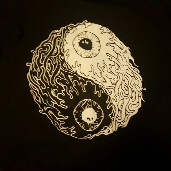 Mishka black yin and yang eyeball shirt.