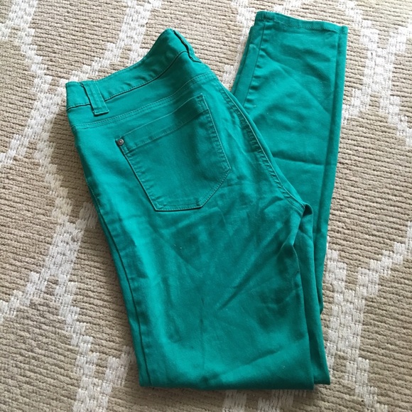 Jade green skinny jeans