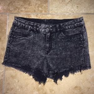 black jean shorts