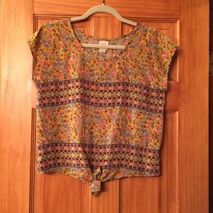 Golden yellow floral top