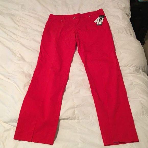 NWT Red slim leg slacks