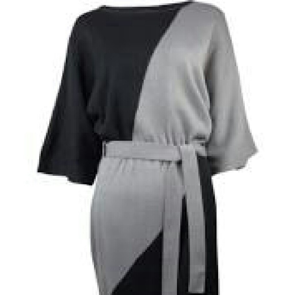 Sangria Womens Black Colorblock Sweater Dress