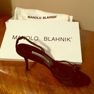 Black suede Manolo Blahniks matos long heels