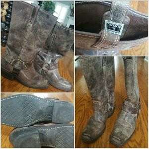 Frye 12R brown distressed mid calf