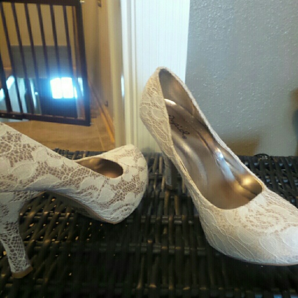Never worn Lace white high heels