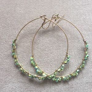 Green & Gold Hoop Earrings