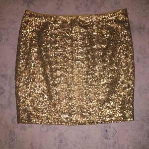Gold sequin mini skirt