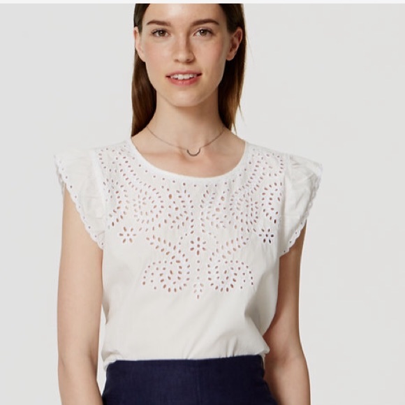 Petite eyelet flutter top - Picture 4 of 4