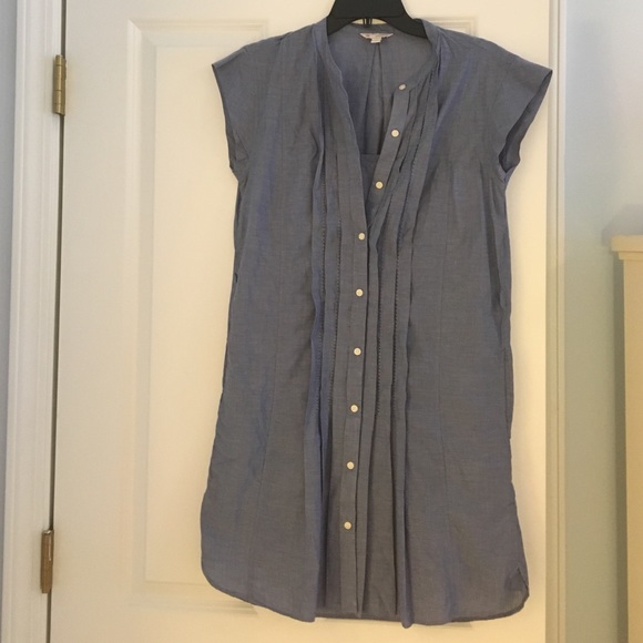 Denim colored button down shirt dress