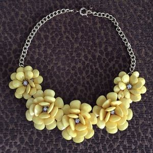 Yellow flower statement necklace, adjustable.