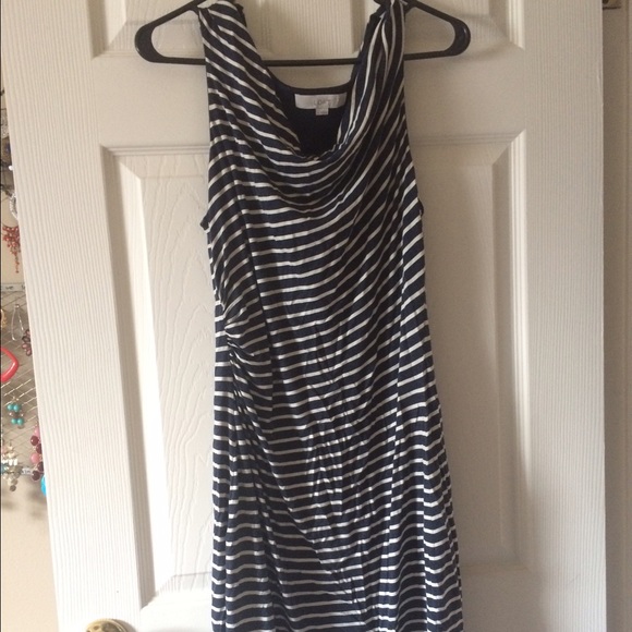 LOFT Dresses & Skirts - LOFT Ann Taylor striped navy & cream cotton dress