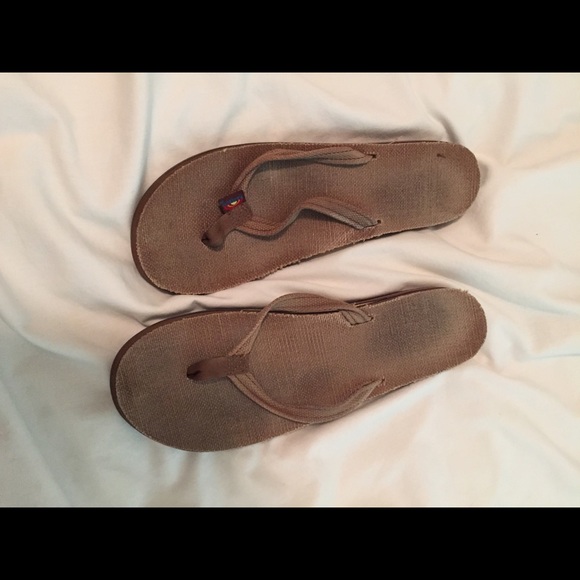 Rainbow flip flops, brown hemp