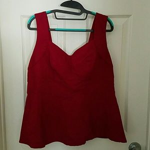 Burgandy Ponte Peplum Top