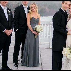 Allure Bridal Chiffon dress in charcoal, size 2.