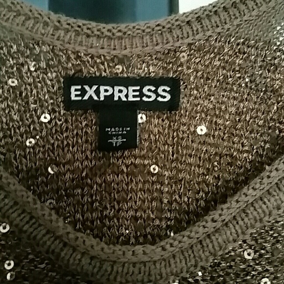Express Brown and Gold Sequin Sweater - Picture 4 of 4