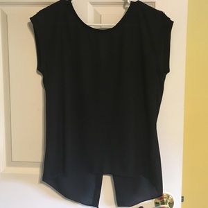 Sequined back black top