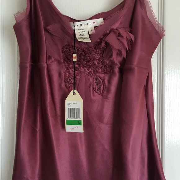 Spaghetti strap 100%silk embellished top