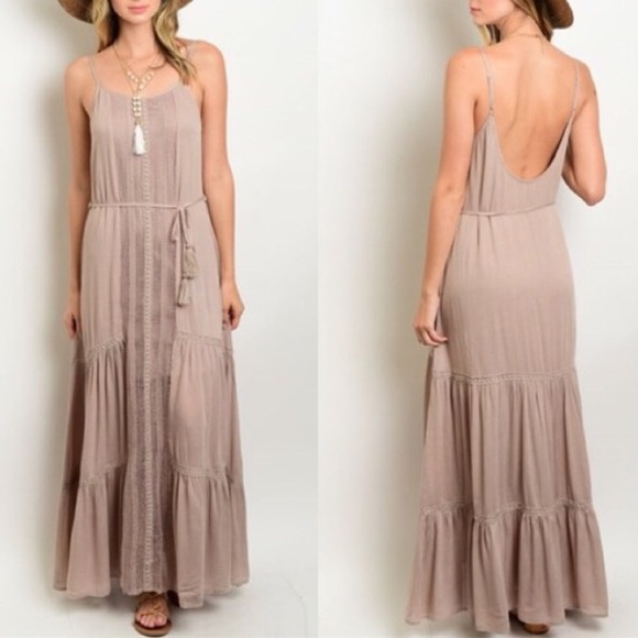 LAST 1! Mocha Open Back Maxi Dress - Picture 3 of 4