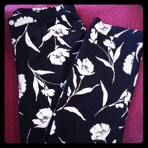 Black and cream floral pants