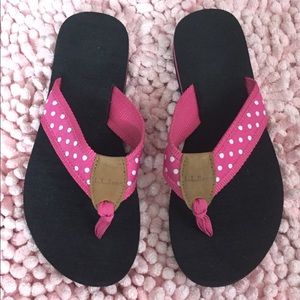**SALE** LL Bean Flip Flops -Pink Polka Dot Size 7