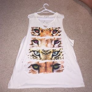 Forever 21+ Torn Jungle Cat Muscle Tee