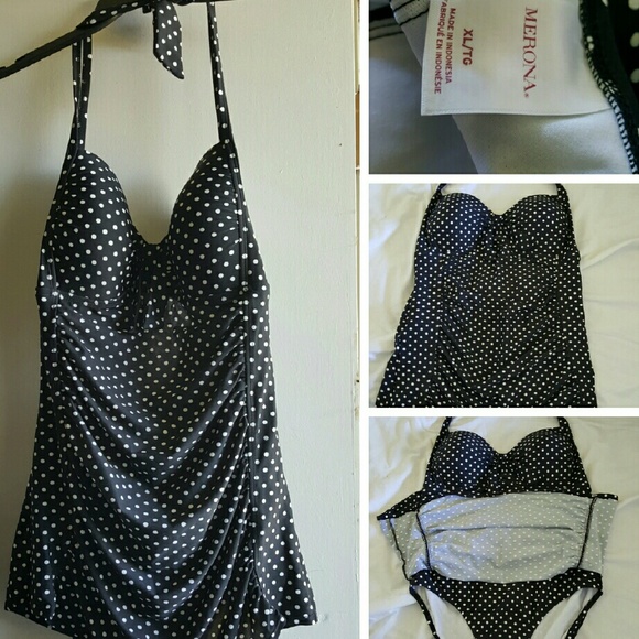 Black and White Polka-dot 1 piece swim suit