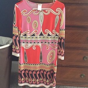 Paisley print orange and pink summery dress