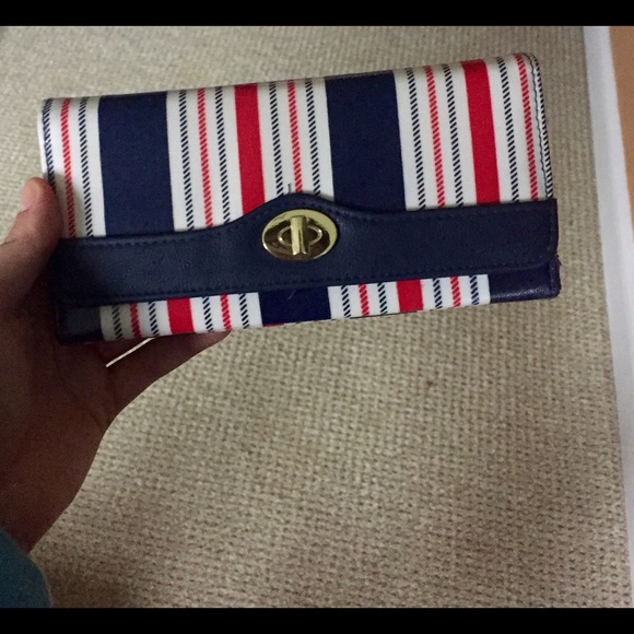 Red White and Navy Striped Wallet