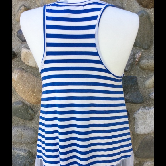 UMGEE BLUE stripe Tunic with Lace M - L - Picture 3 of 3