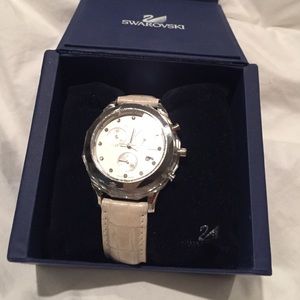 Swarovski white leather watch
