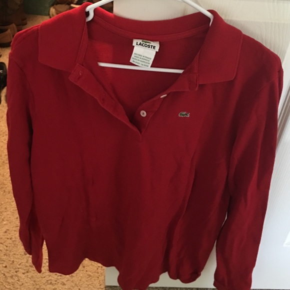 Lacoste Red long sleeve polo shirt