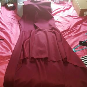 Plus size Burgundy Hi Lo dress