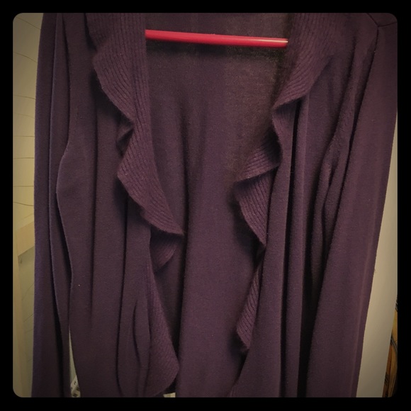 Purple ruffled cardigan