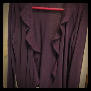 Purple ruffled cardigan