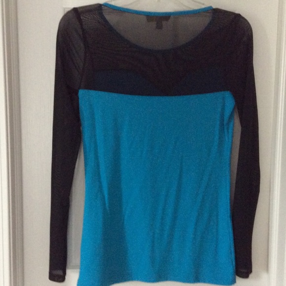 Turquoise and black long sleeve top - Picture 3 of 4