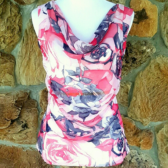 SALE    Express Pink and Gray Sheer Sleeveless Top