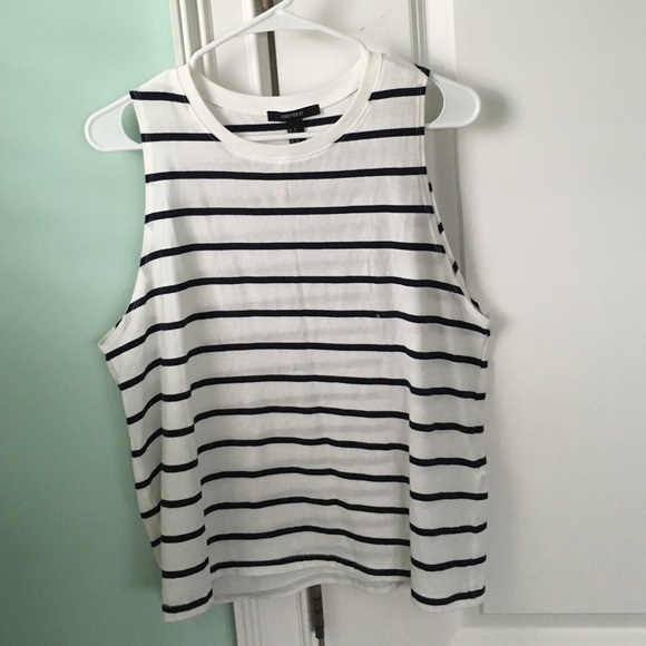 Navy and white striped tank