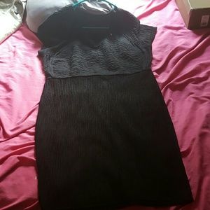 Plus size fitted mini black dress