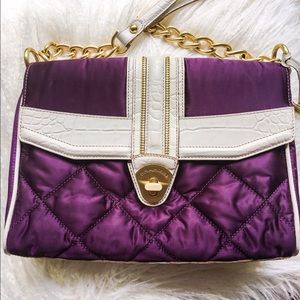 Brahmin purple/white leather shoulder bag