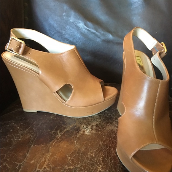 INC camel colored wedges