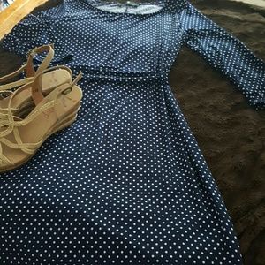 White Plum Navy with White Polka Dot Dress