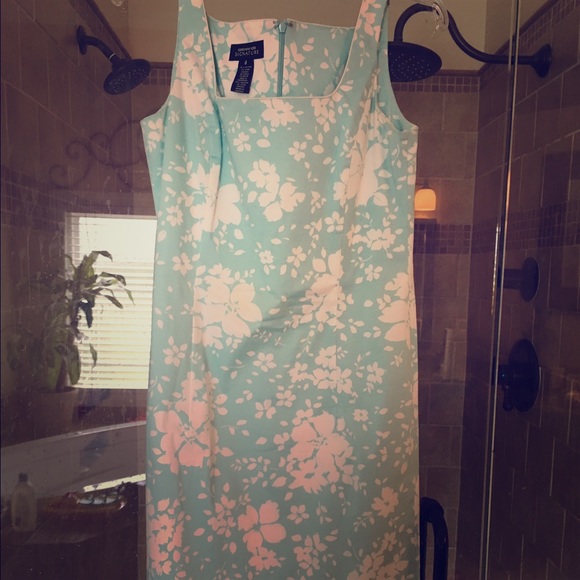 Baby blue and white flowered sun dress