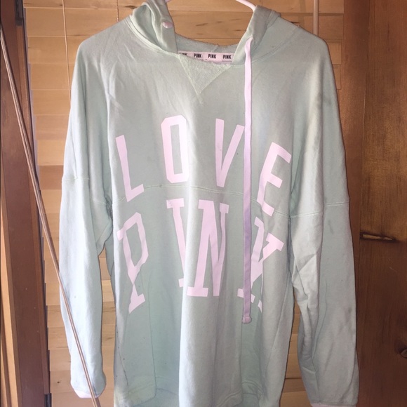 Sea foam green love pink varsity crew
