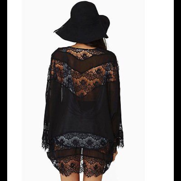 Boutique Jackets & Blazers - Eyelash black lace sheer cardigan