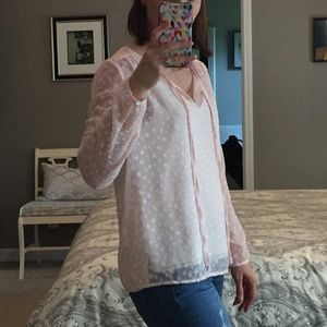 J. Crew peasant blouse with clipped dot pattern